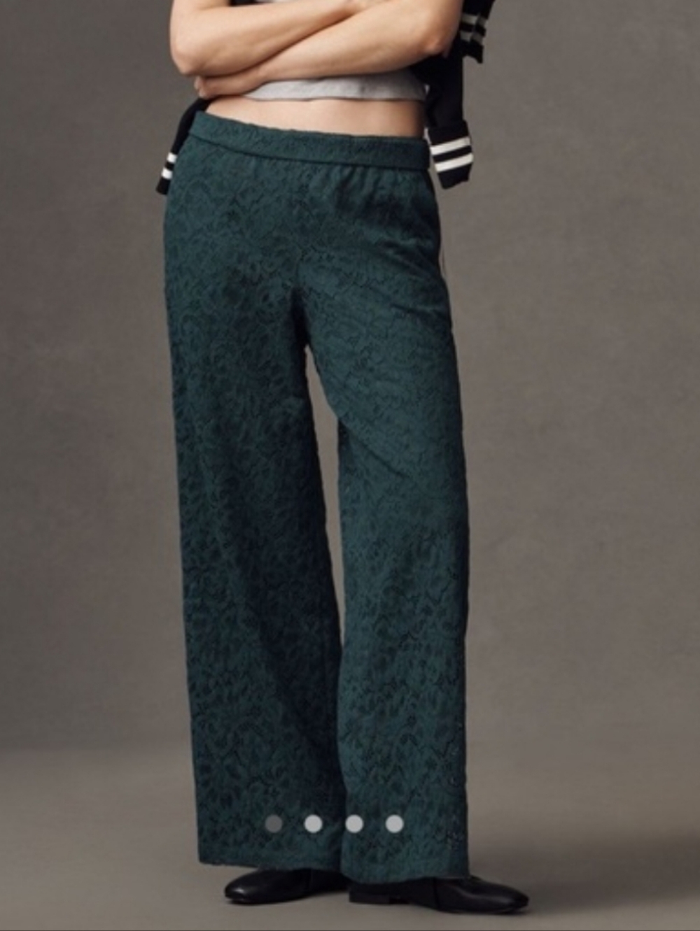 Anthropologie Brooklin Lace Pull-On Track Pants Size Large  NWT